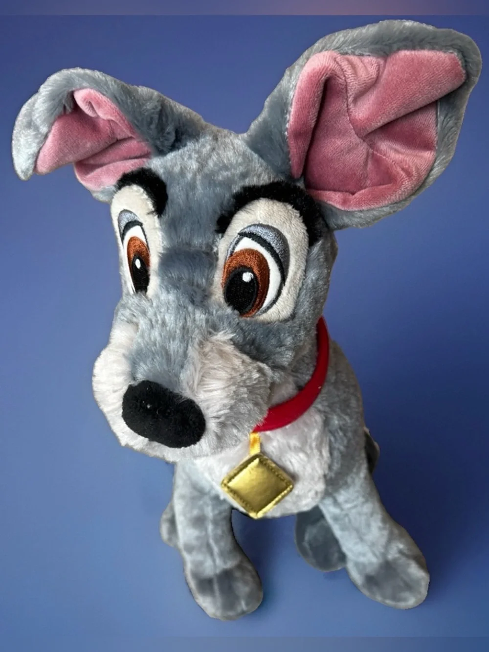 Disney Authentic Lady and the Tramp 16” Dog Plush Embroidered Eyes EUC